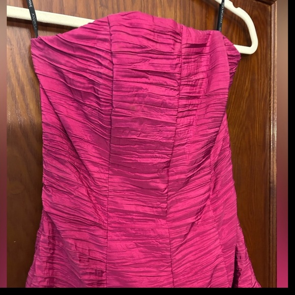 Vintage Jessica McClintock Strapless Mini Dress Hot Pink Size 8P - Picture 2 of 9